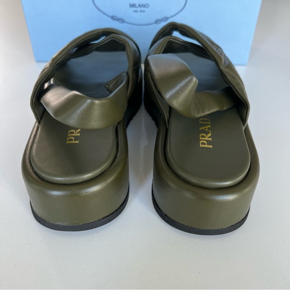 Prada Platform Slingback Sandal in Olive Green - Picture 10 of 11